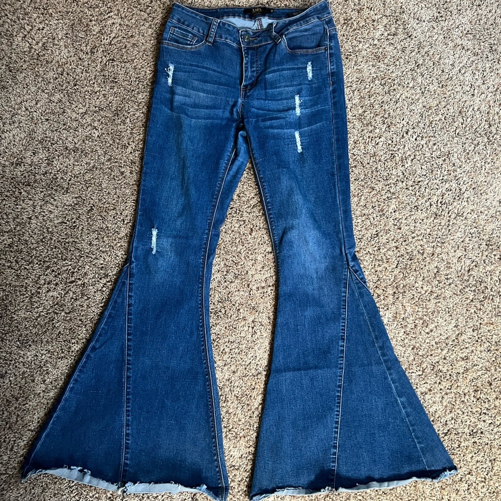Super flare, denim, jeans, bell bottom size 6